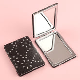 ✨Five-shaped Mirror, Ever-changing and Gorgeous!,HD Glass Silver Edge, PU Glitte Leather Covering, Black and White, The Best Choice for Gift-giving Makeup Mirror, Friends Will Love It💄🌟